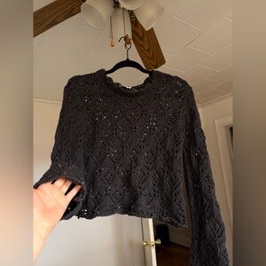 Mango Black Cropped Knit Sweater